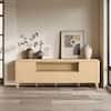 Spruce & Spring Oliver Oak TV Stand Fits TVs up to 80 in. with Wavy Panel Design, 2 Doors & 2 Drawers ,Soft-Close Hinges,Cable Ports SSKJWTTS001-OAK