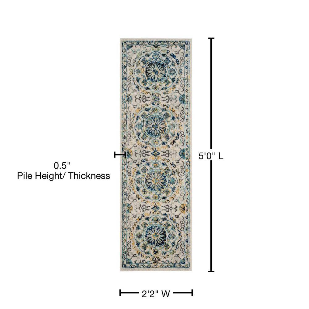 Evoke EVK252 Power Loomed Accent Rug - Ivory/Blue - 2'2"x5' - Safavieh.