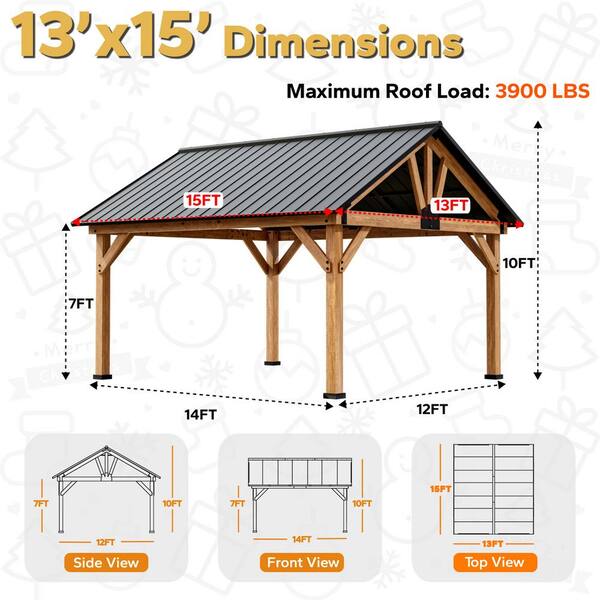 JOYSIDE 15 ft. x 13 ft. Solid Cedar Wood Outdoor Patio JOYSIDE 15 ft. x 13 ft. Solid Cedar Wood Outdoor Patio