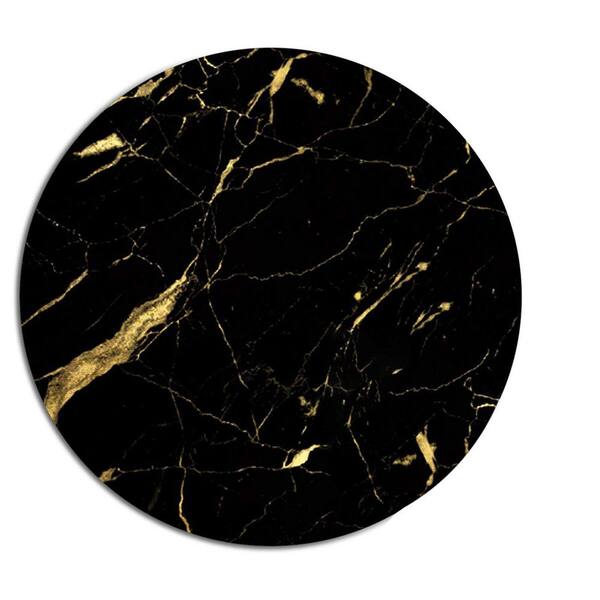 Black and Gold Mouse Pad with Non-Slip Rubber Mousepad Laptop Office Computer Decor Cute Desk Accessories Round (1-Pack)