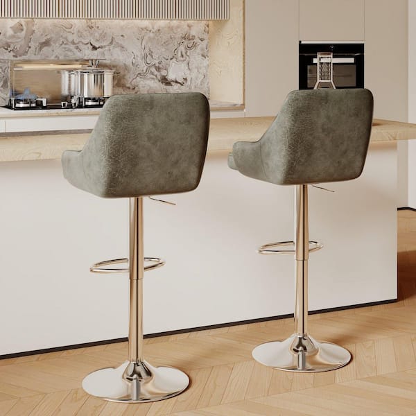 VECELO Deep Gray Modern Bar Chair with Back Adjustable