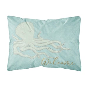 12 in. x 16 in. Multi-Color Lumbar Outdoor Throw Pillow Octopus Welcome
