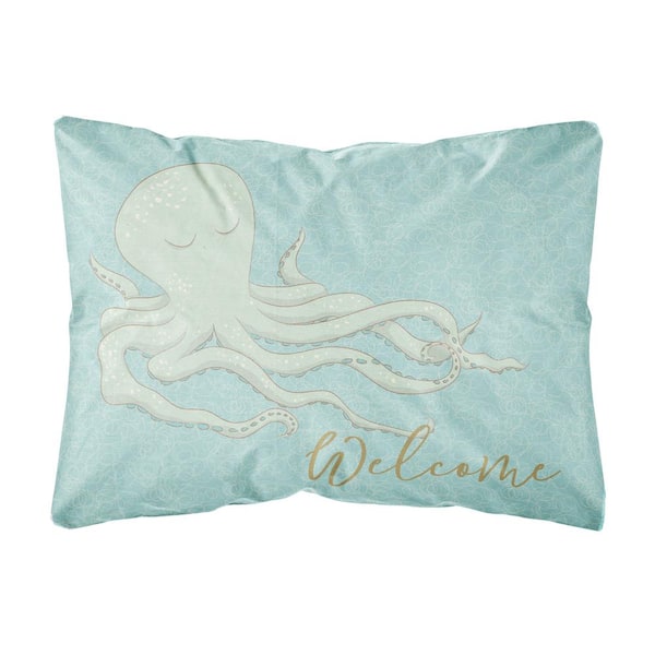 Caroline's Treasures 12 in. x 16 in. Multi-Color Lumbar Outdoor Throw Pillow Octopus Welcome