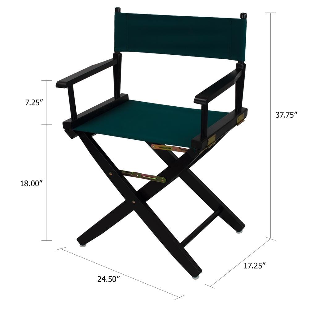 Extra-Wide Black Wood and Hunter Green Canvas Directors Chair