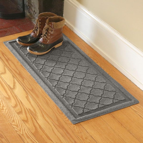 Waterhog Cordova 15 in. x 36 in. PET Polyester Indoor Outdoor Boot Tray Medium Gray