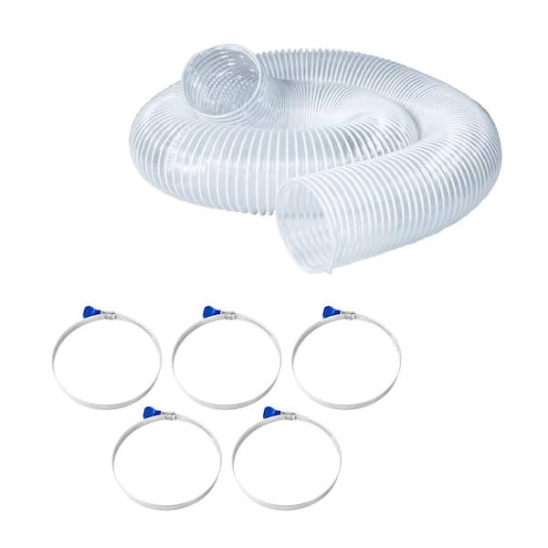 ‎POWERTEC 5 in. Dust Collection Hose Kit with 10 ft. Left Spiral Hose and 5 Key Hose Clamps
