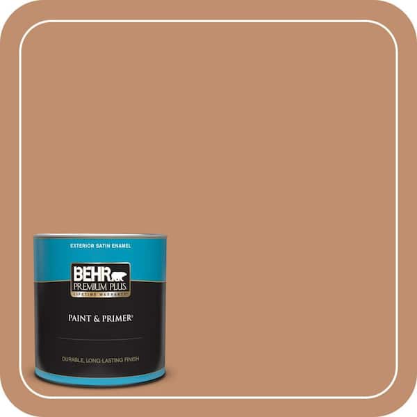 BEHR PREMIUM PLUS 1 qt. #260F-5 Applesauce Cake Satin Enamel Exterior Paint & Primer