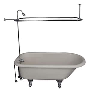 5 ft. Acrylic Ball and Claw Feet Roll Top Tub in Bisque with Polished Chrome Accessories