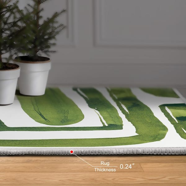 Green 8' x 10' Labyrinth II Washable Abstract Art Area Rug Power-loomed Heavenly Softness with Non-Slipping Backing