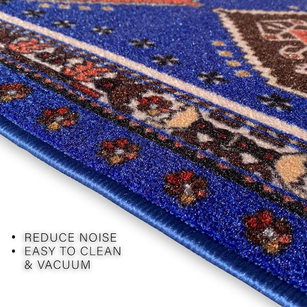 Southwestern Blue  26 in. W x 1 ft. L Roll Runner Rug/Stair Runner 2.2 sq. ft.