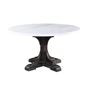 Gerardo Dining Table in White Marble & Weathered Espresso