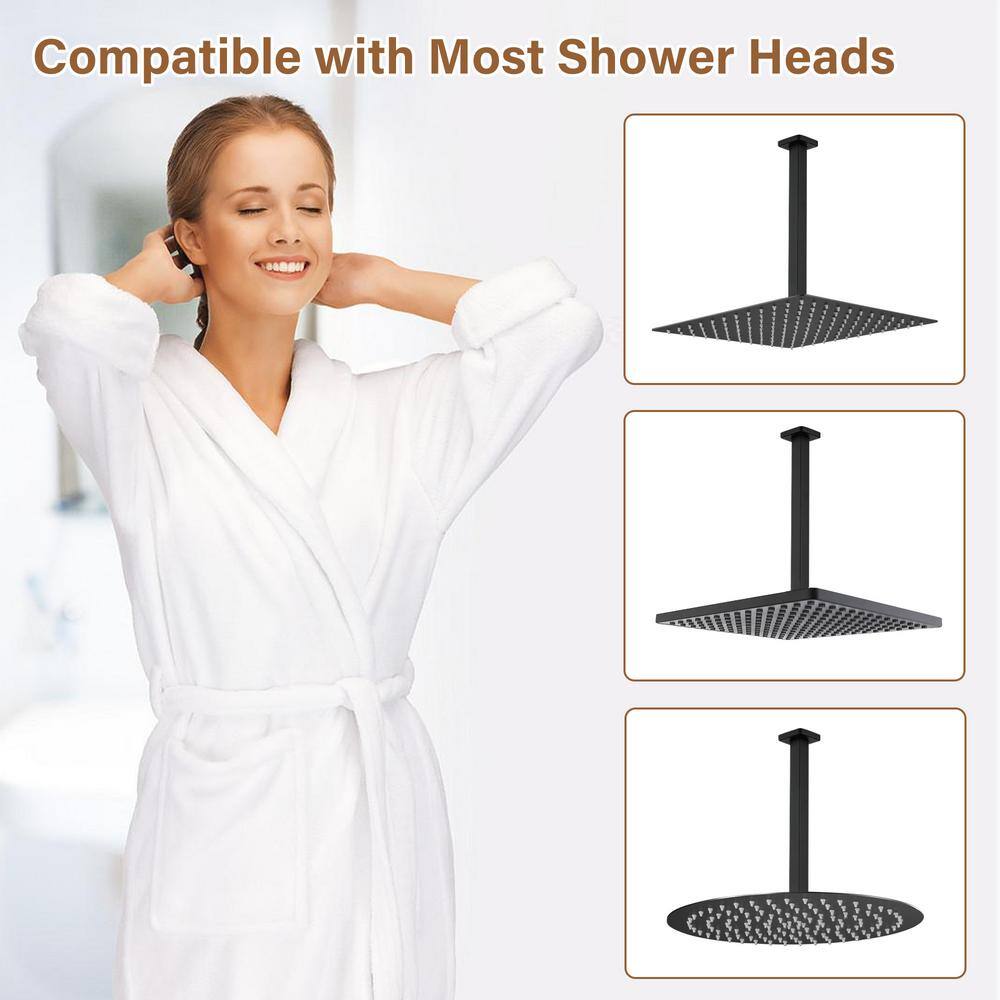 Matte Black 12-Inch Ceiling Mounted Square Shower Arm