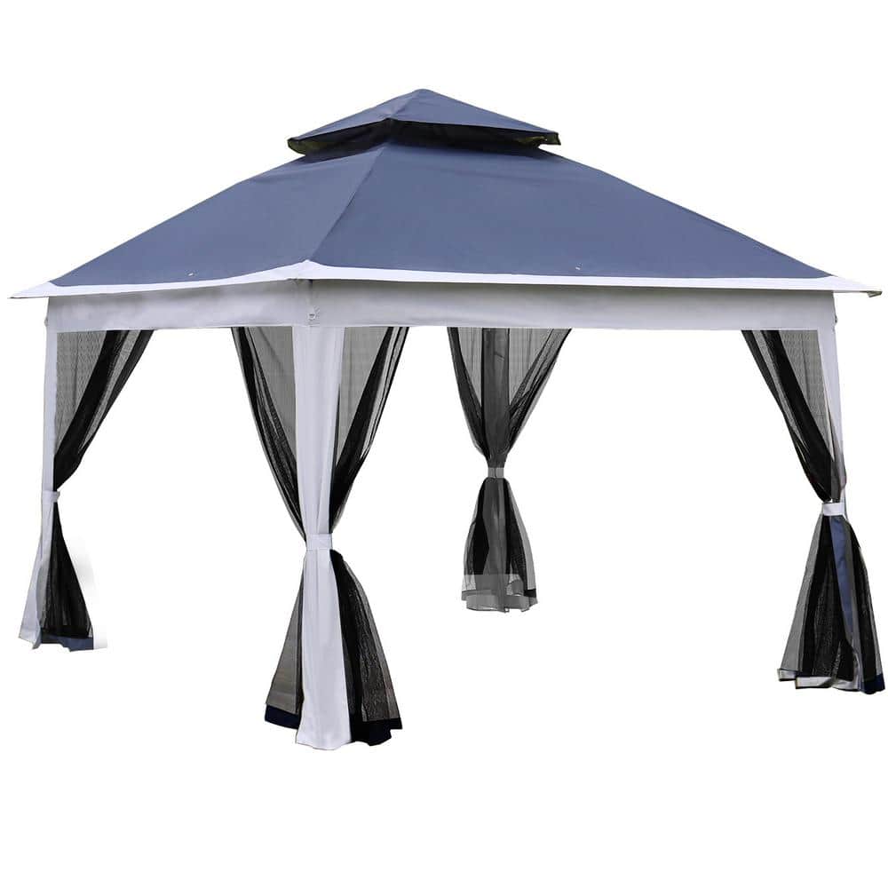 11 ft. x 11 ft. Pop Up Gazebo Canopy with Removable Zipper Netting, 2-Tier 