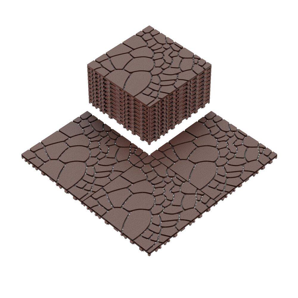 1 ft. x 1 ft. Quick Deck PVC Plastic Interlocking Deck Tile in Red Brown (44 sq. ft. per Box) price history on PriceWatchPro