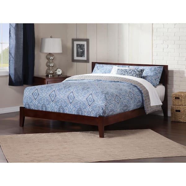 AFI Orlando Walnut Solid Wood King Traditional Panel Bed with Open Footboard and Attachable Turbo Device Charger