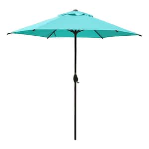 9 ft. Market Outdoor Patio Umbrella with Push Button Tilt and Crank in Turquoise
