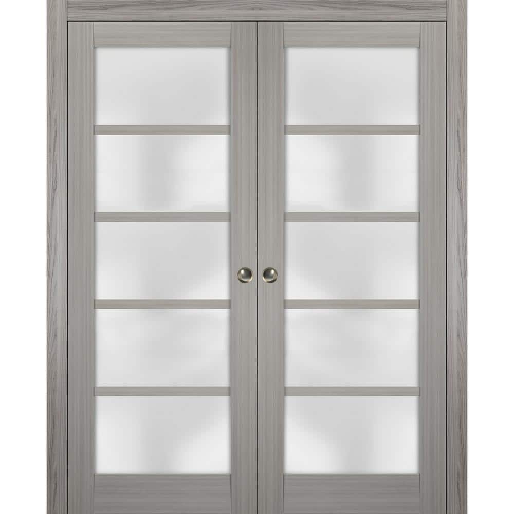Assemble Required 72 in. x 96 in. Single Panel Gray Wood Solid MDF Sliding Door with Double Pocket Hardware price history on PriceWatchPro