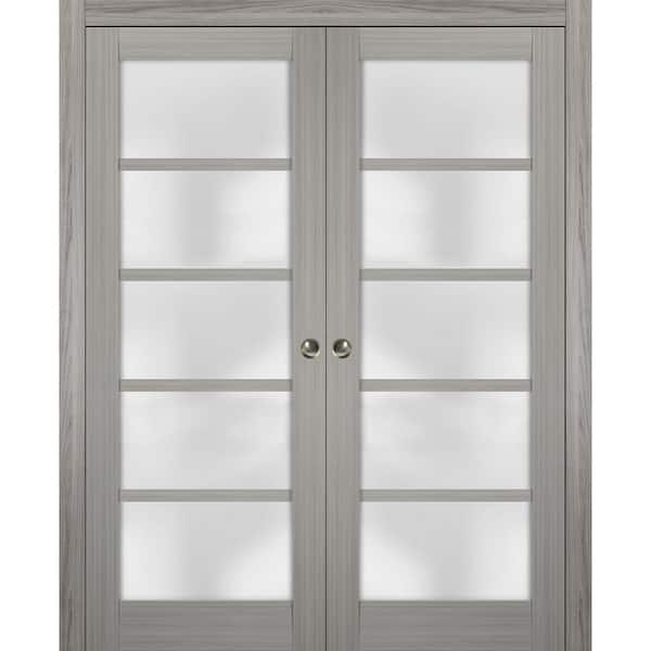 Sartodoors 48 in. x 80 in. Single Panel Gray Solid MDF Sliding Door ...