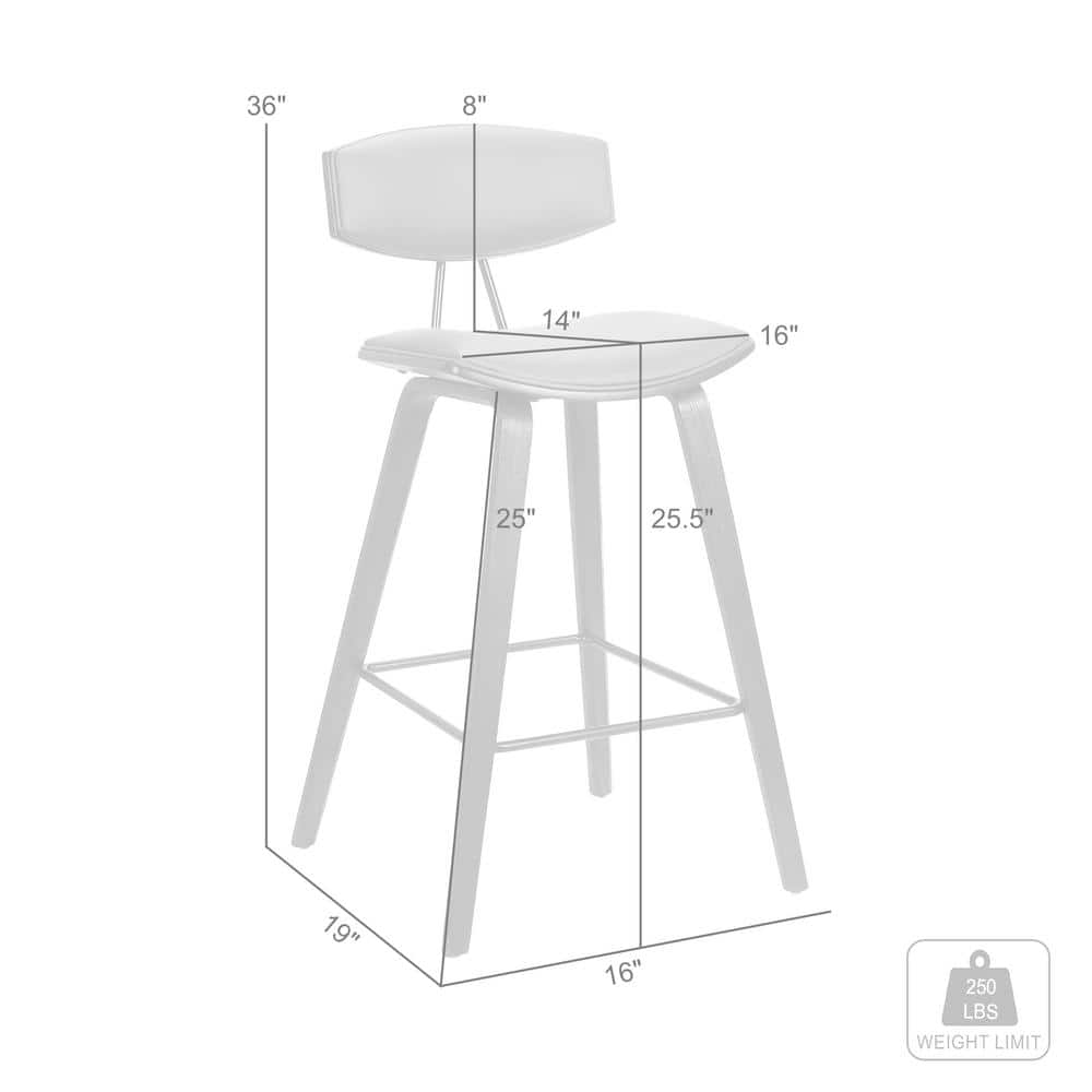 Gray Faux Leather & Black Brushed Wood Contemporary Counter Stool