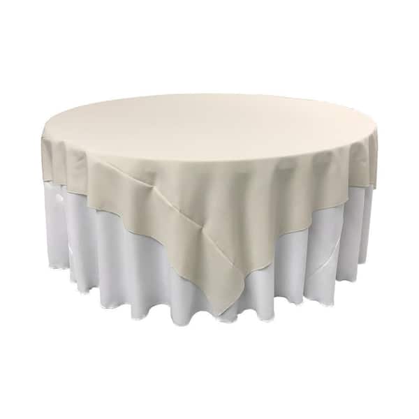 90 in. x 90 in. Ivory Polyester Poplin Square Tablecloth