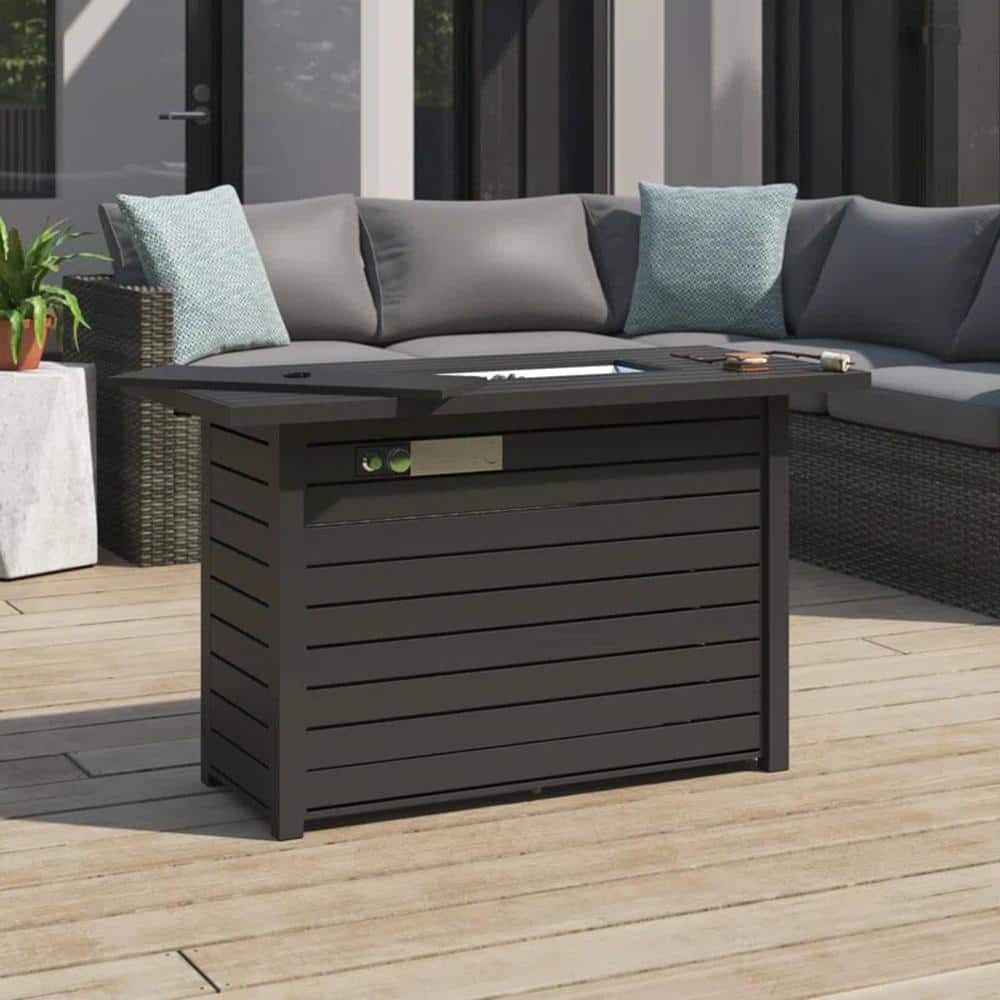 25 in. H x 42 in. W Steel Outdoor Fire Pit Table, Stainless Steel Burning A