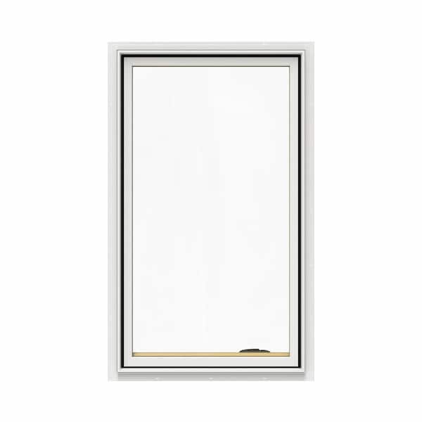 JELD-WEN 28.75 in. x 48.75 in. W-2500 Series White Painted Clad Wood Right-Handed Casement Window with BetterVue Mesh Screen