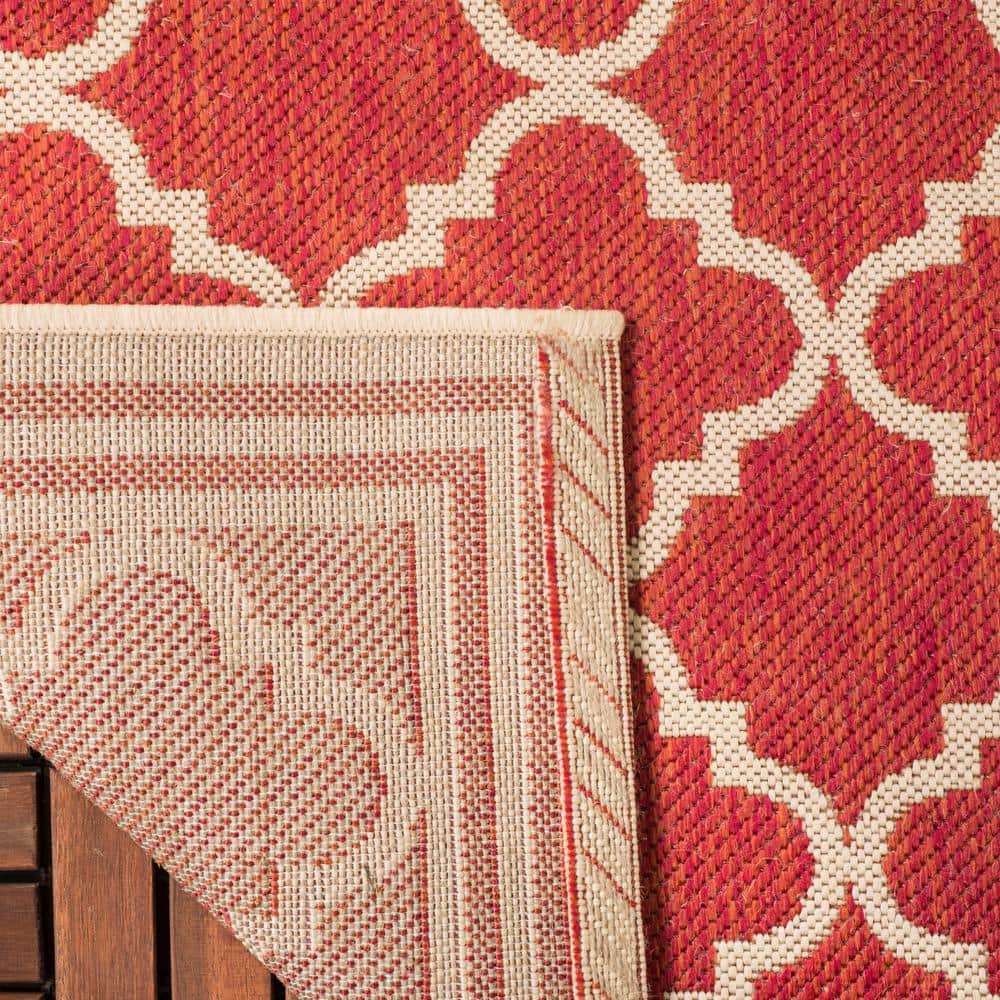 Beachside Bliss Red & Cream Easy-Care Outdoor Area Rug, 8' x 10'