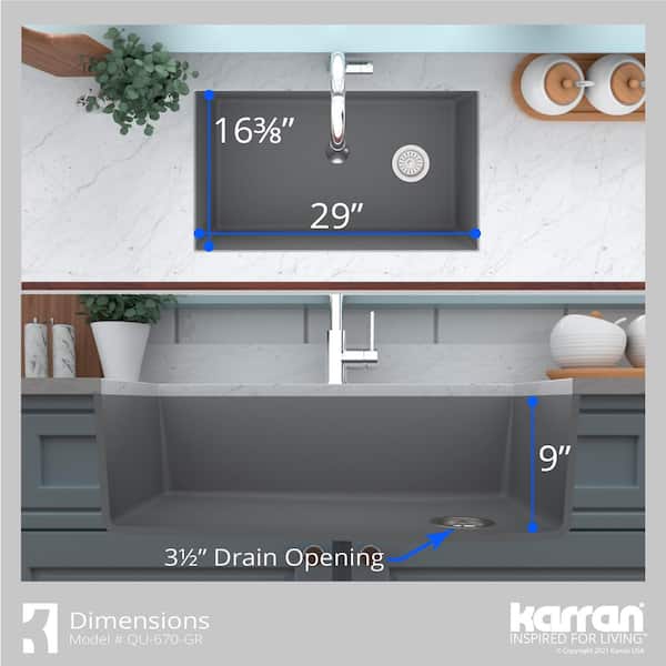Karran Undermount Quartz Composite 32 in. Single Bowl