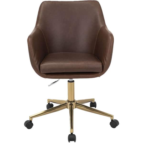Hanover Chelsea Vintage Brown Faux, Faux Leather Office Chair