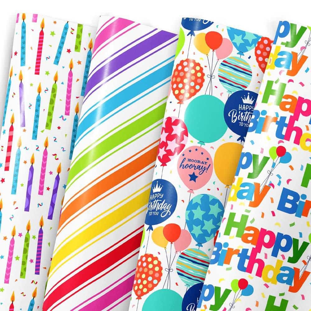 Happy Birthday Wrapping Paper Sheets 12 Pack 20 x 28 in. Colorful Party Designs Candles Balloons Stripes price history on PriceWatchPro