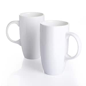 18 oz. White Ceramic Mugs Coffee Cups(Set of 2)