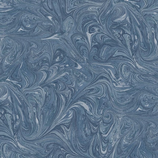 Seabrook Designs Sierra Bohemian Washed Denim Marble Paper Strippable Roll (Covers 60.75 sq. ft.)