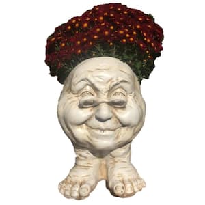 14 in. Antique White Grandma Violet Muggly Planter Statue Holds 6 in. Pot