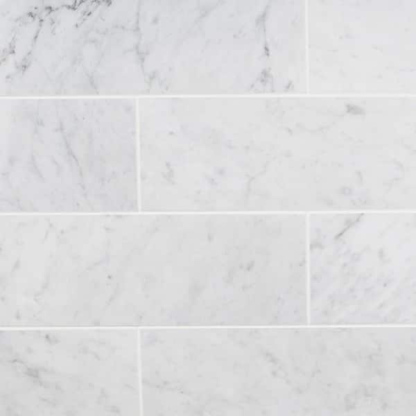 9mm Polished Marble Subway Tile, Real Carrara Marble Tiles