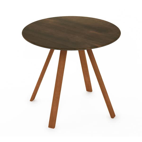 Furinno Redang Walnut 4-Leg Round Smart Top Wood Outdoor Dining Table