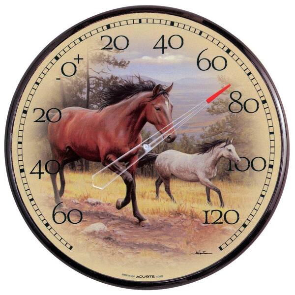 AcuRite 12.5 in. Galloping Horses Analog Thermometer