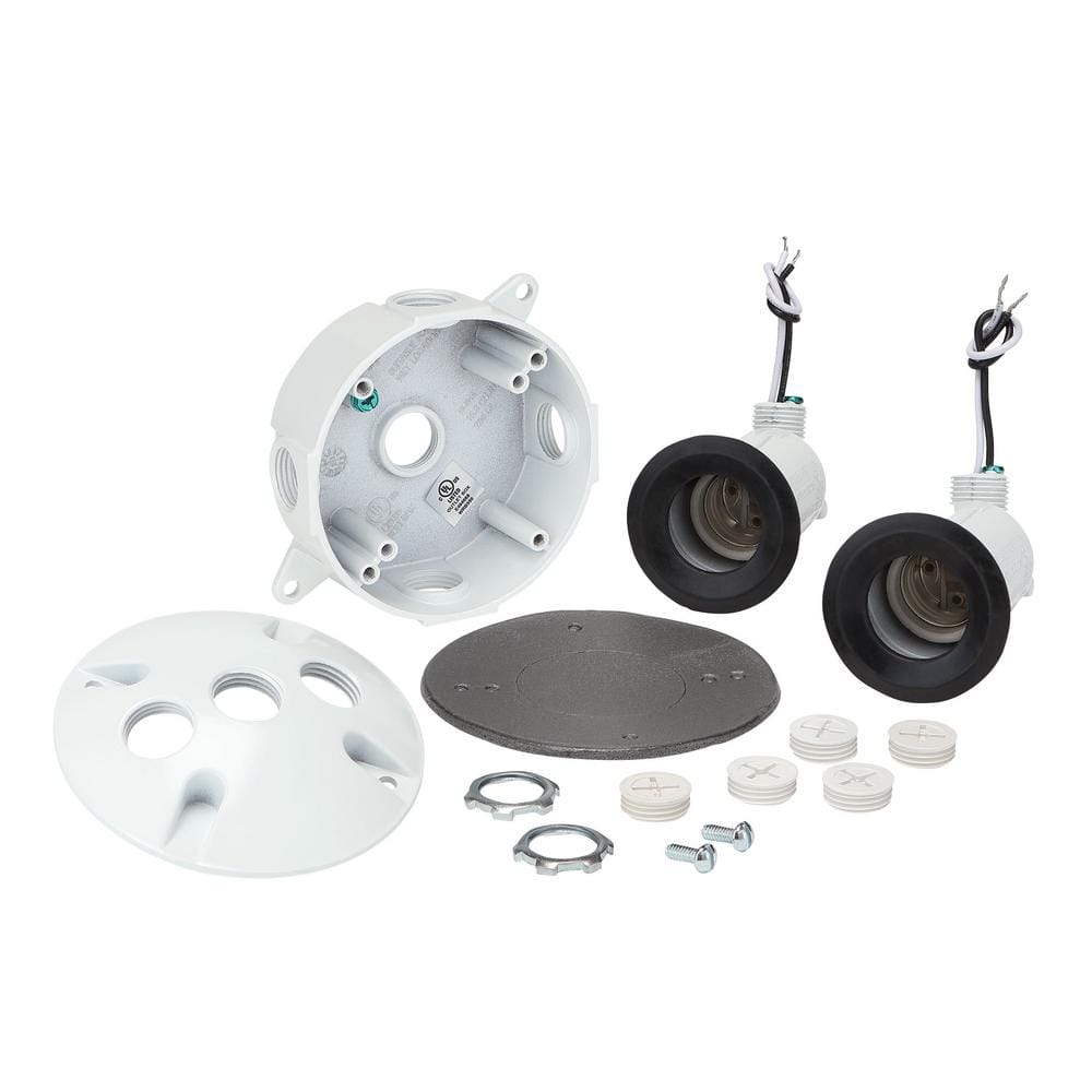 White Outdoor Flood Light Weatherproof Lamp holder Kit