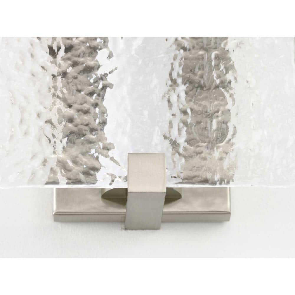 Brushed Nickel LED Sconce with Clear Stone Glass Shade