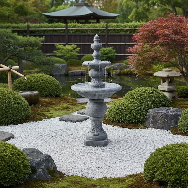 Teamson Home 52.56 in. 2 Tier Outdoor Water Cascade Fountain for