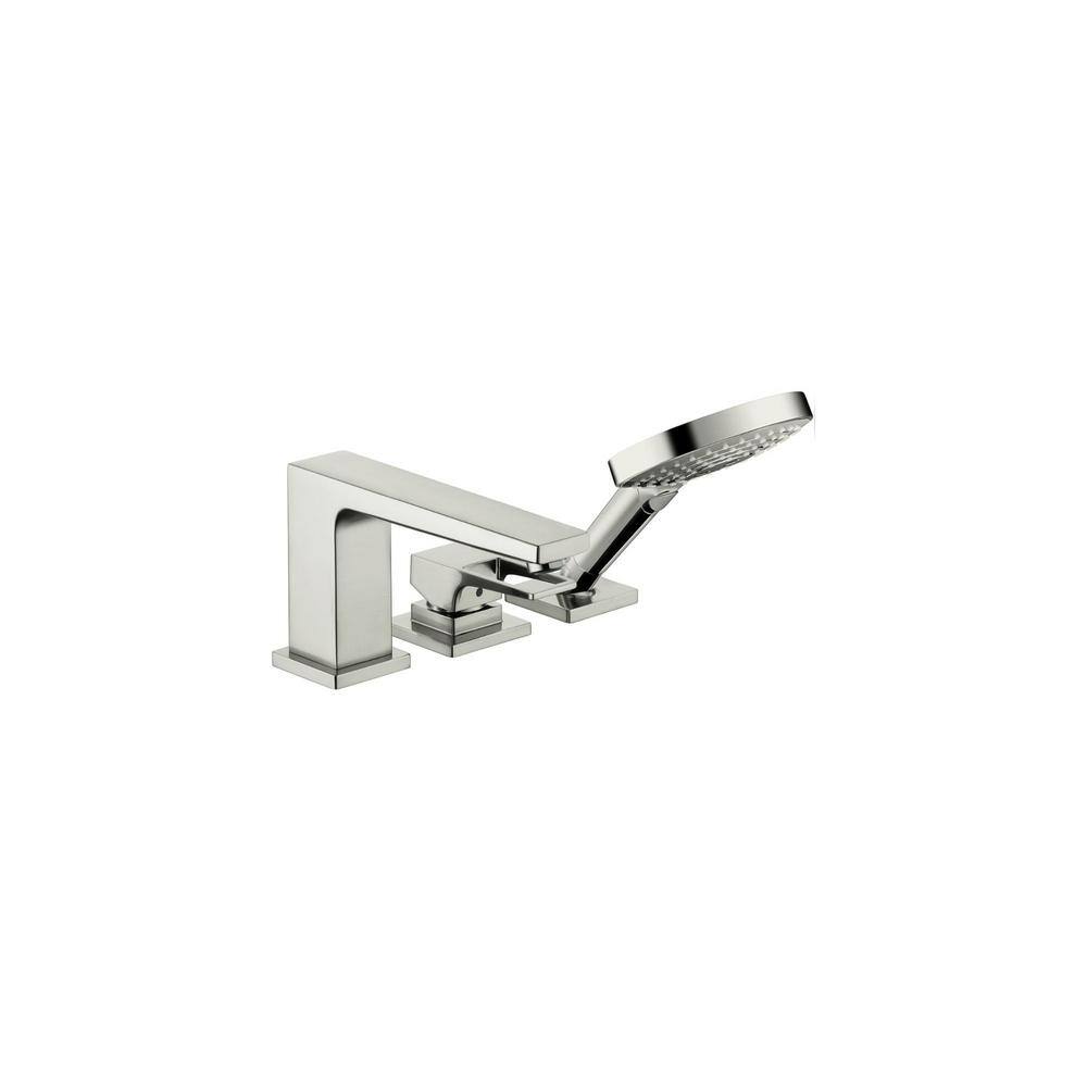 Elegant Brushed Nickel Deck Mounted Roman Tub Faucet with Handshower