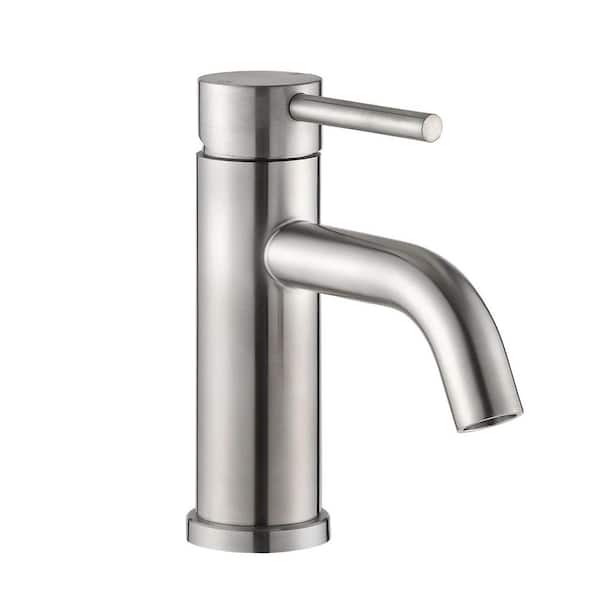 Single Handle Single Hole Bathroom Sink Faucet with Spot Resistant Finish in Brushed Nickel