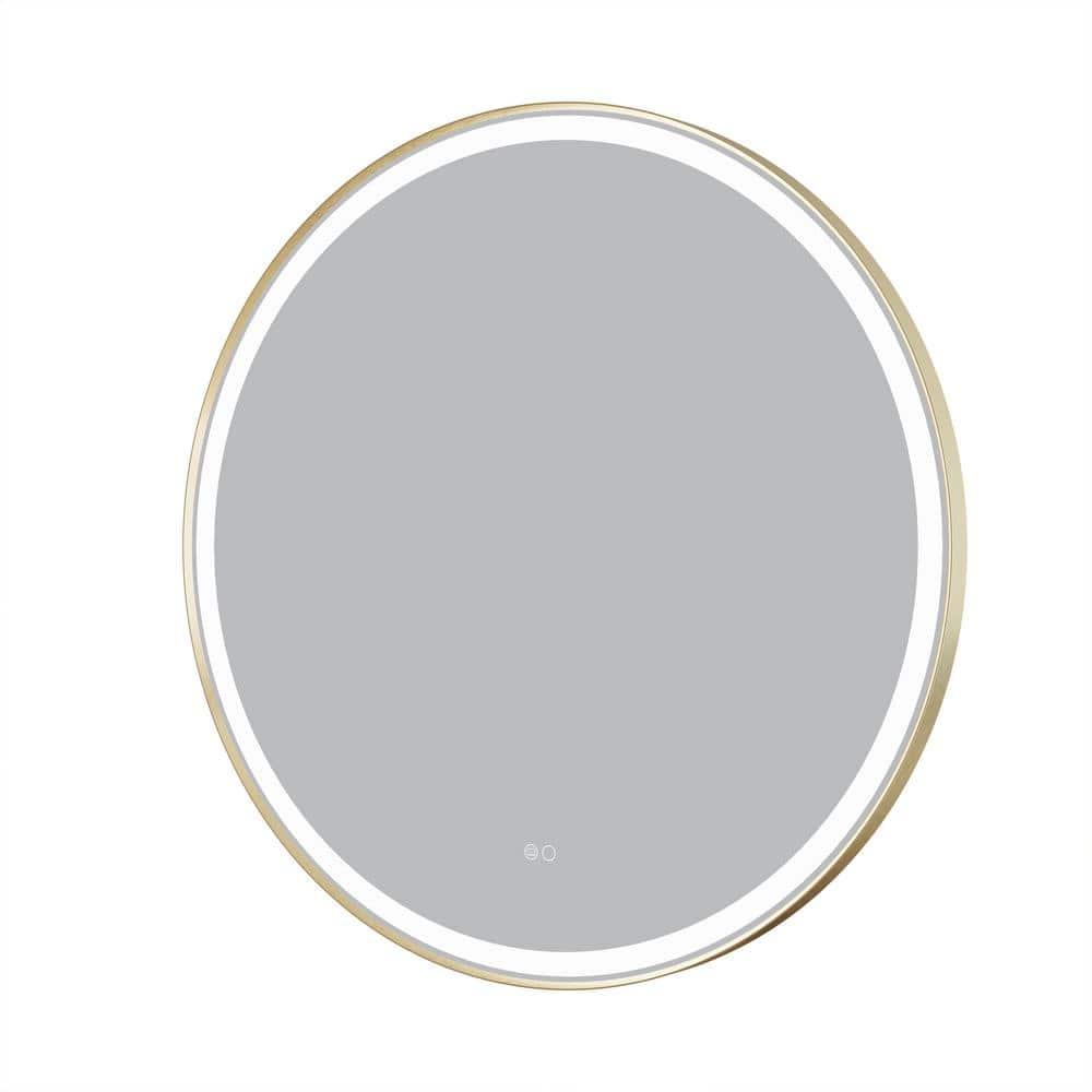 28 in. W x 28 in. H Aluminum Round Framed Anti-Fog Wall Bathroom Vanity Mirror with Light in Brushed Gold price history on PriceWatchPro