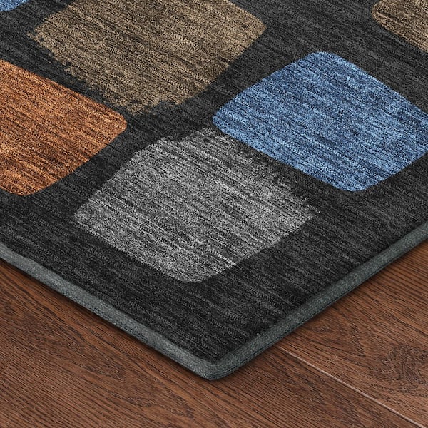 Mayfield Premium Machine Washable Abstract AMF2501 Black 9 ft. x 12 ft. Area Rug