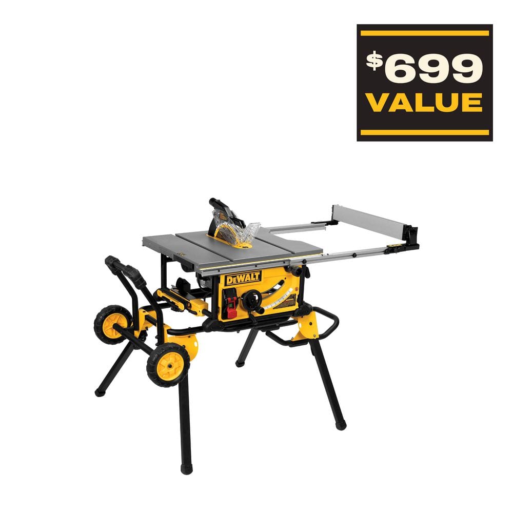 DEWALT 15 Amp Corded 10 in. Job Site Table Saw with Rolling Stand DWE7491RS - The Home Depot