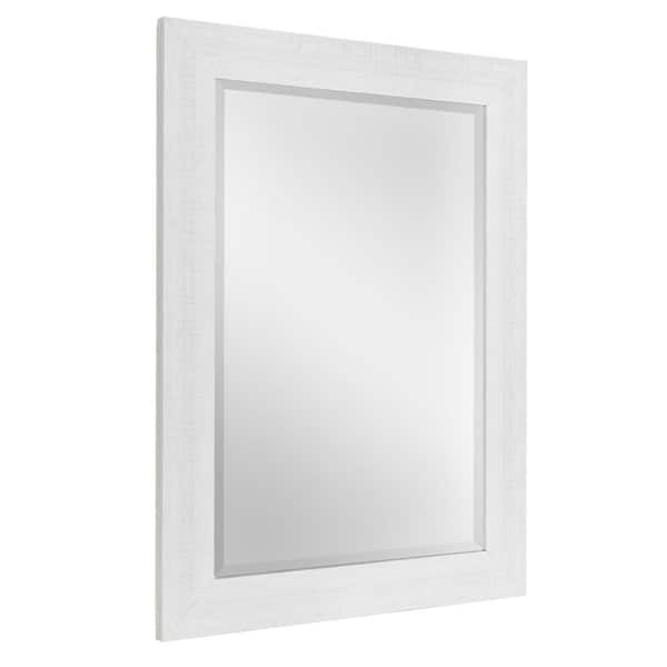 Deco Mirror 45.5 in. H x 35.5 in. W Classic Woodgrain Textured Gray Rectangle Framed Beveled Edge Bathroom Vanity Wall Mirror