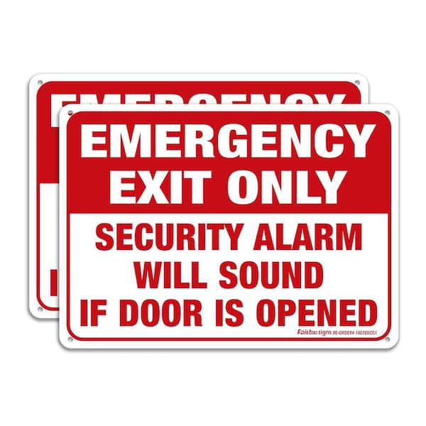 10 x 7 Inch Rust Free Aluminum Emergency Exit Sign Security Alarm Warning UV Protected 2 Pack