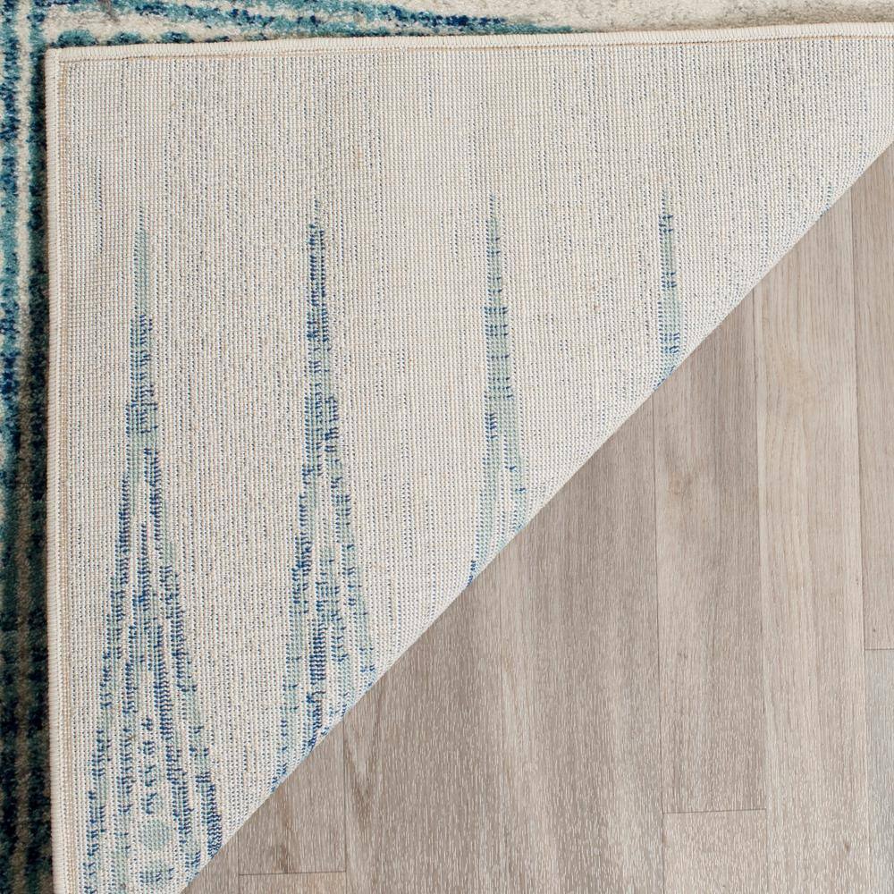 Ivory and Turquoise High Pile Synthetic Area Rug