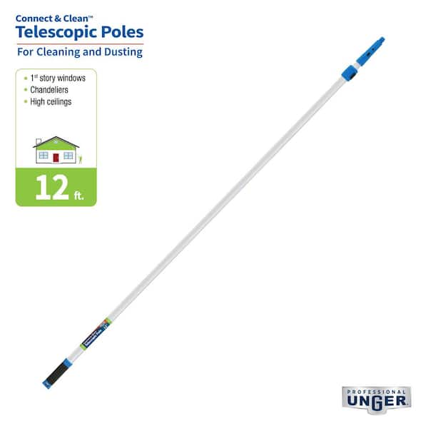 Unger 12 ft. Aluminum Telescoping Pole with Connect and Clean Locking Cone  and Quick-Flip Clamps 972940 - The Home Depot