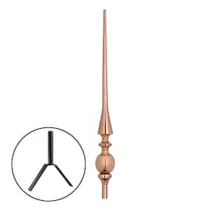28" Aragon Pure Copper Rooftop Finial with Roof Mount