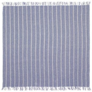 Ridgeline Royal Blue 50 in. x 60 in. Organic Cotton Striped Fringe Throw Blanket